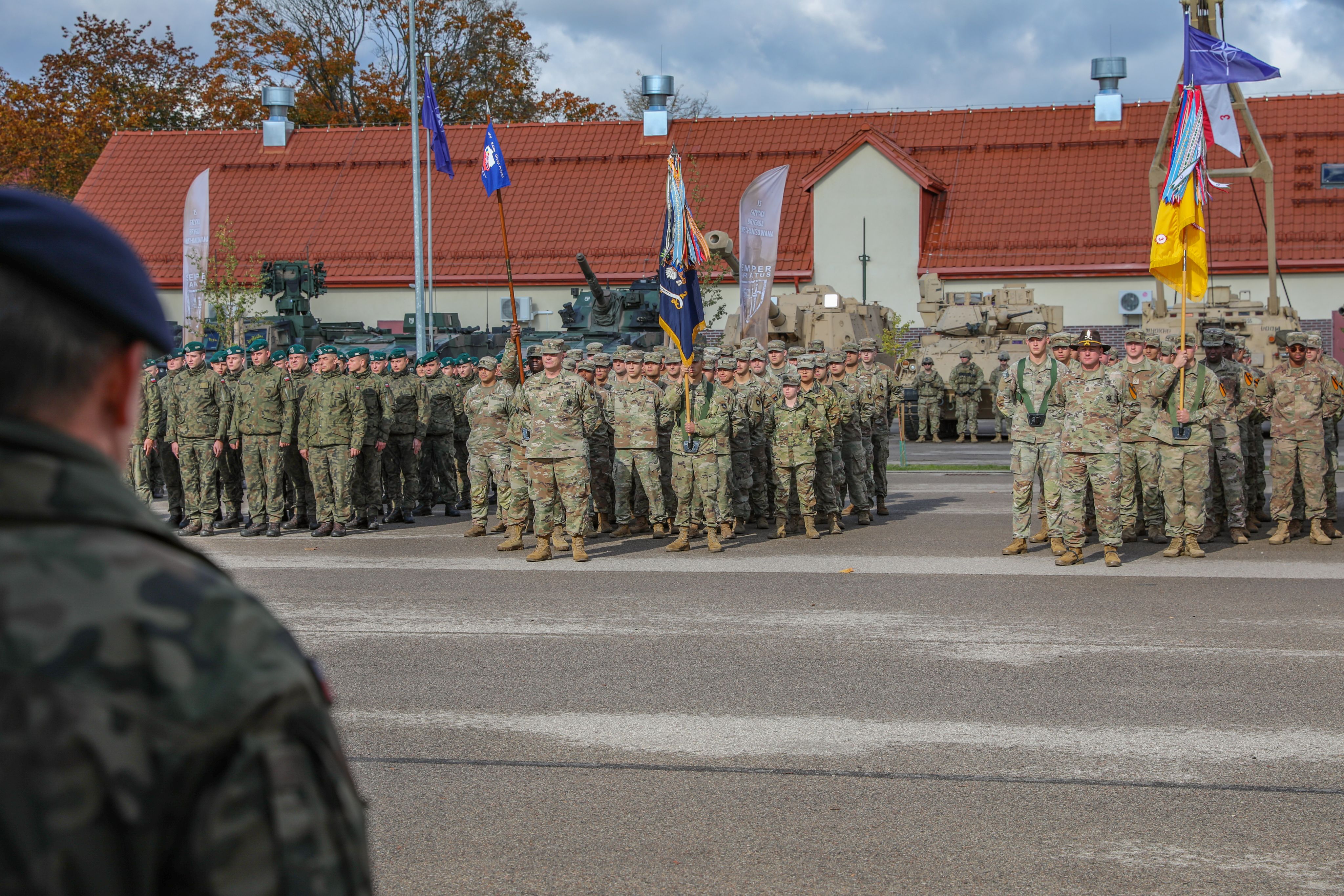 Soldiers in formation.