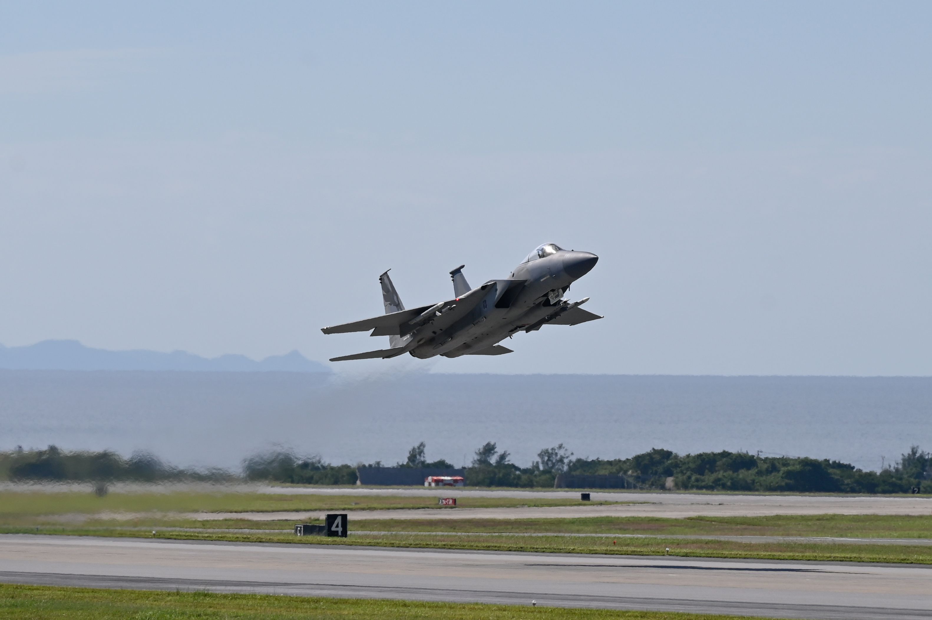Aircraft takes off