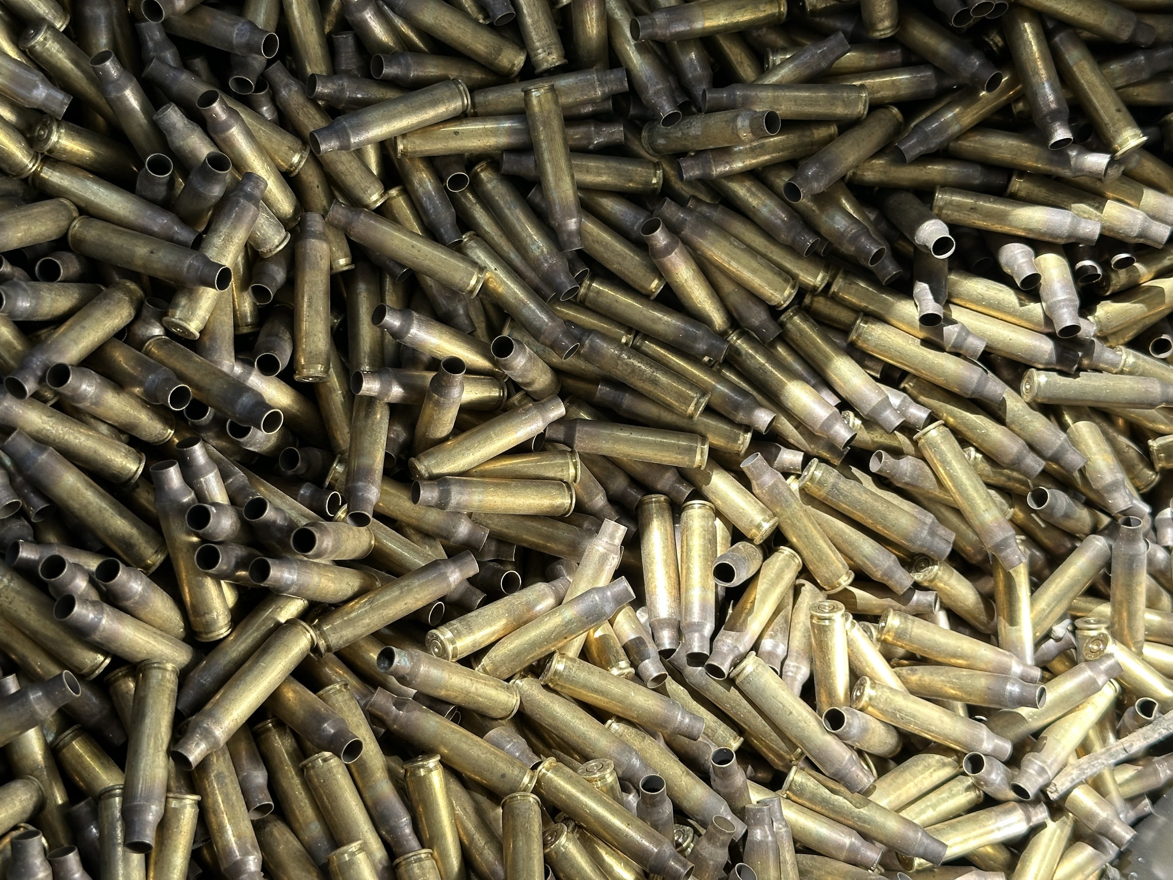 close up of expelled ammo cartridge casings