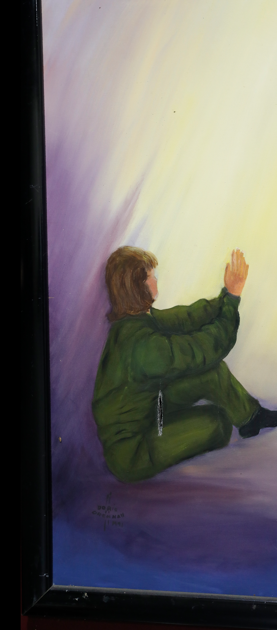 painting of woman clasping hands