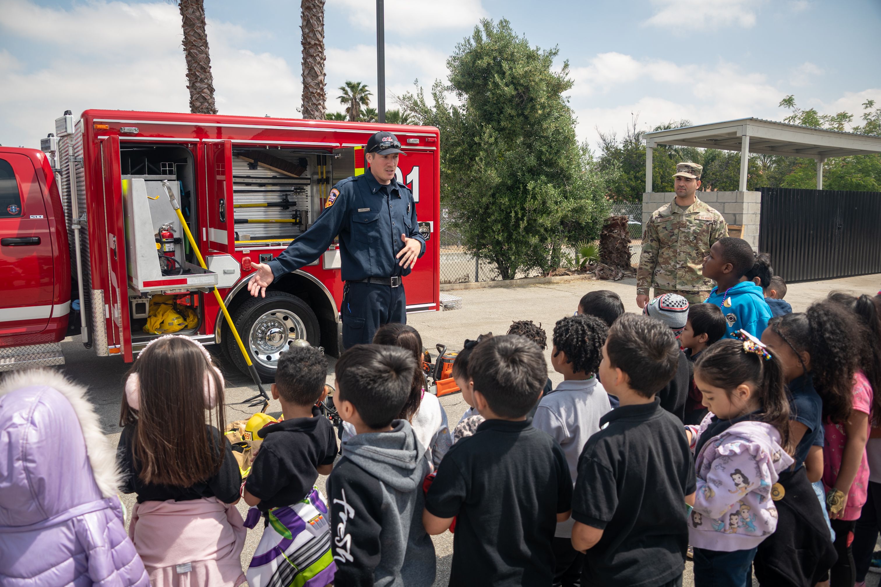 Firefighter with children