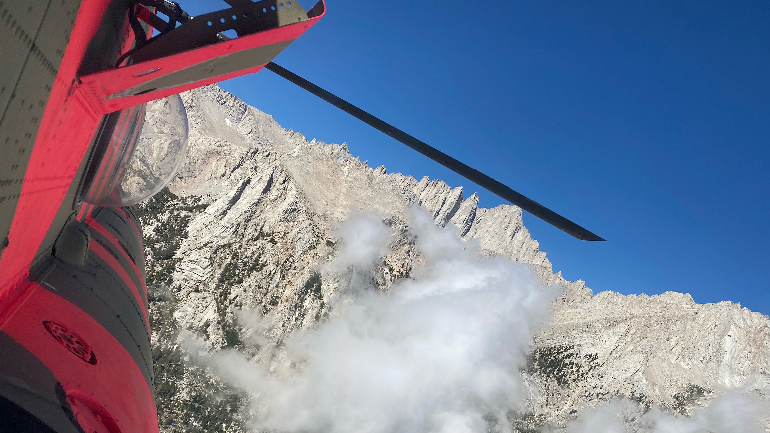 View of Mt. Whitney from helicopter.