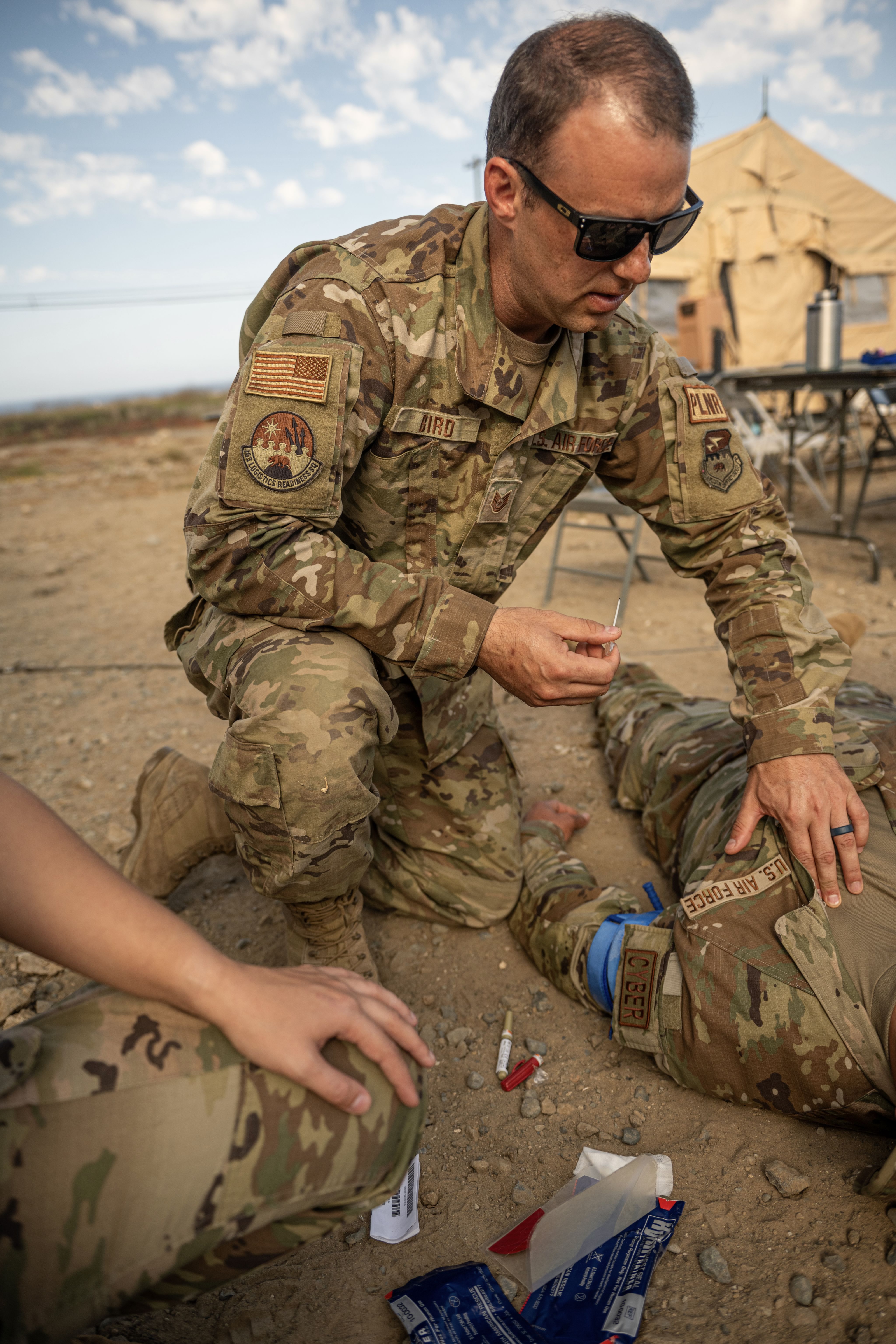 Medical Airman with a patient