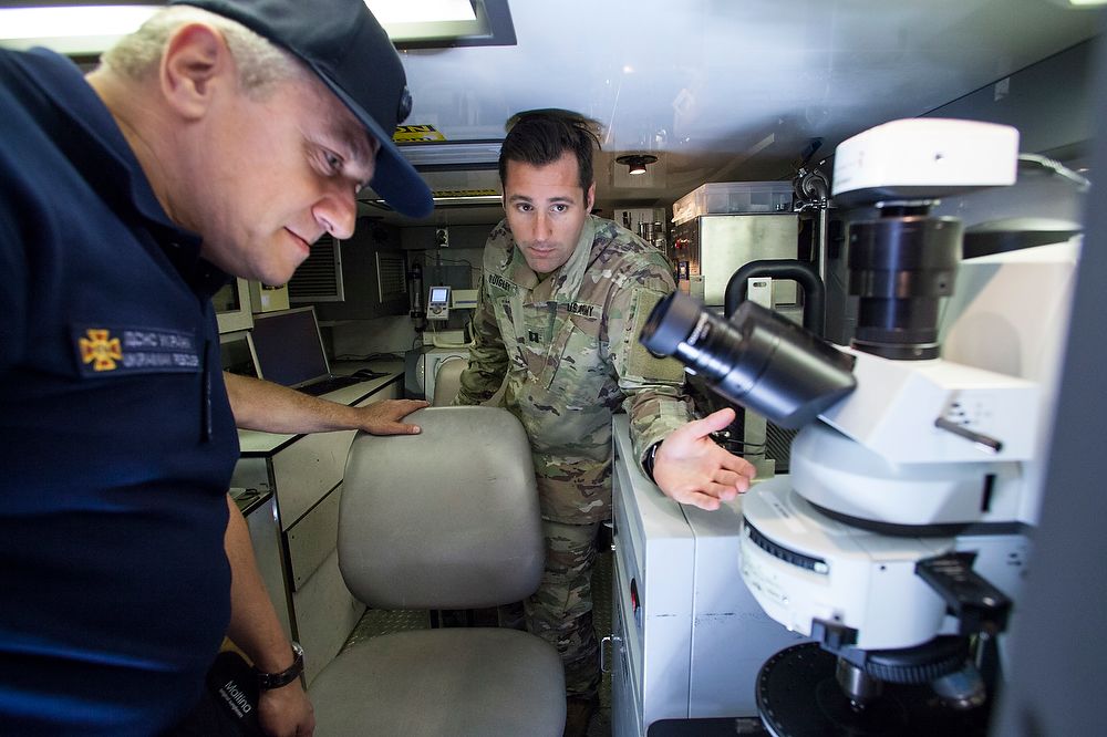 Army Soldier shows a mobile medical lab.