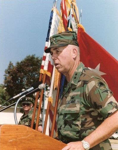 Soldier at podium.