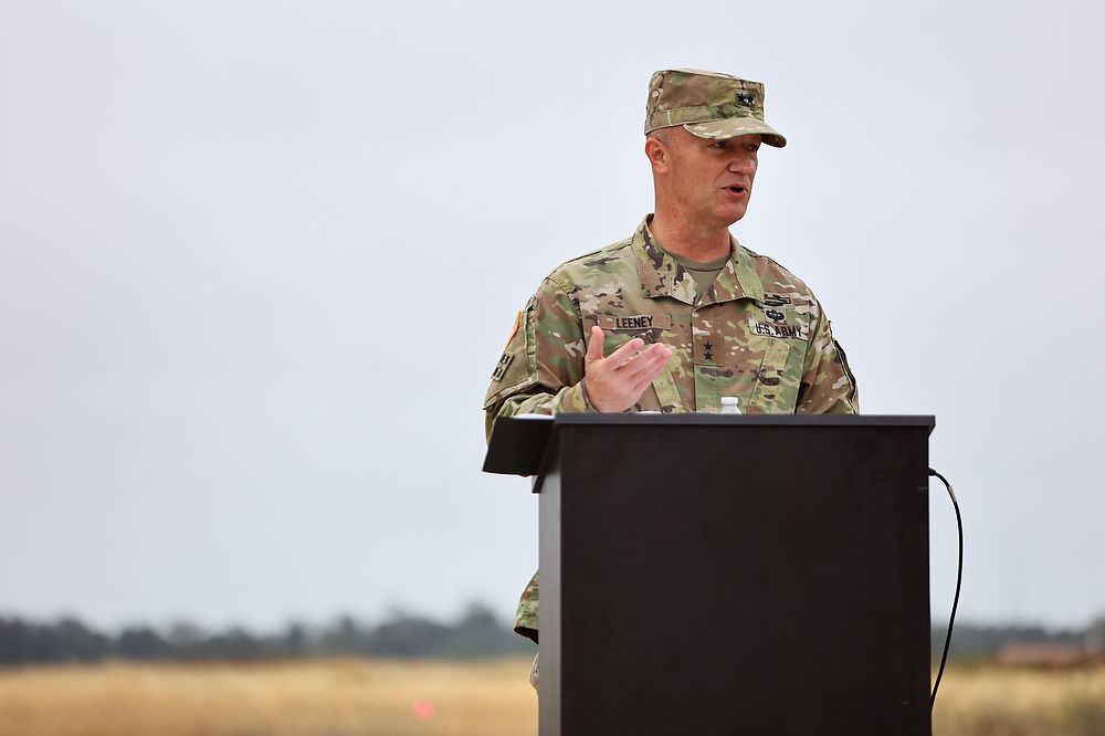 General at podium.