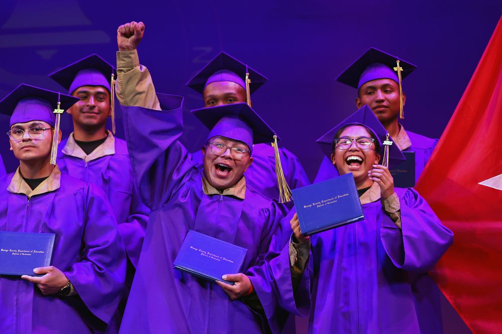 High school seniors celebrate graduation.